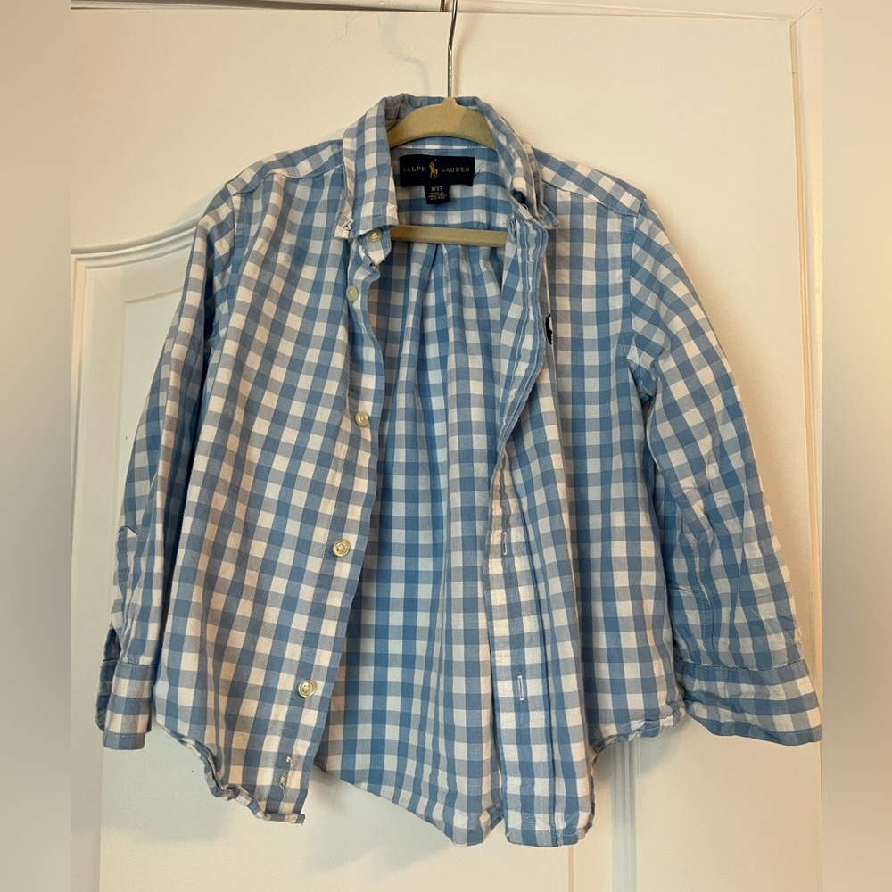 4T blue checked Ralph Lauren shirt